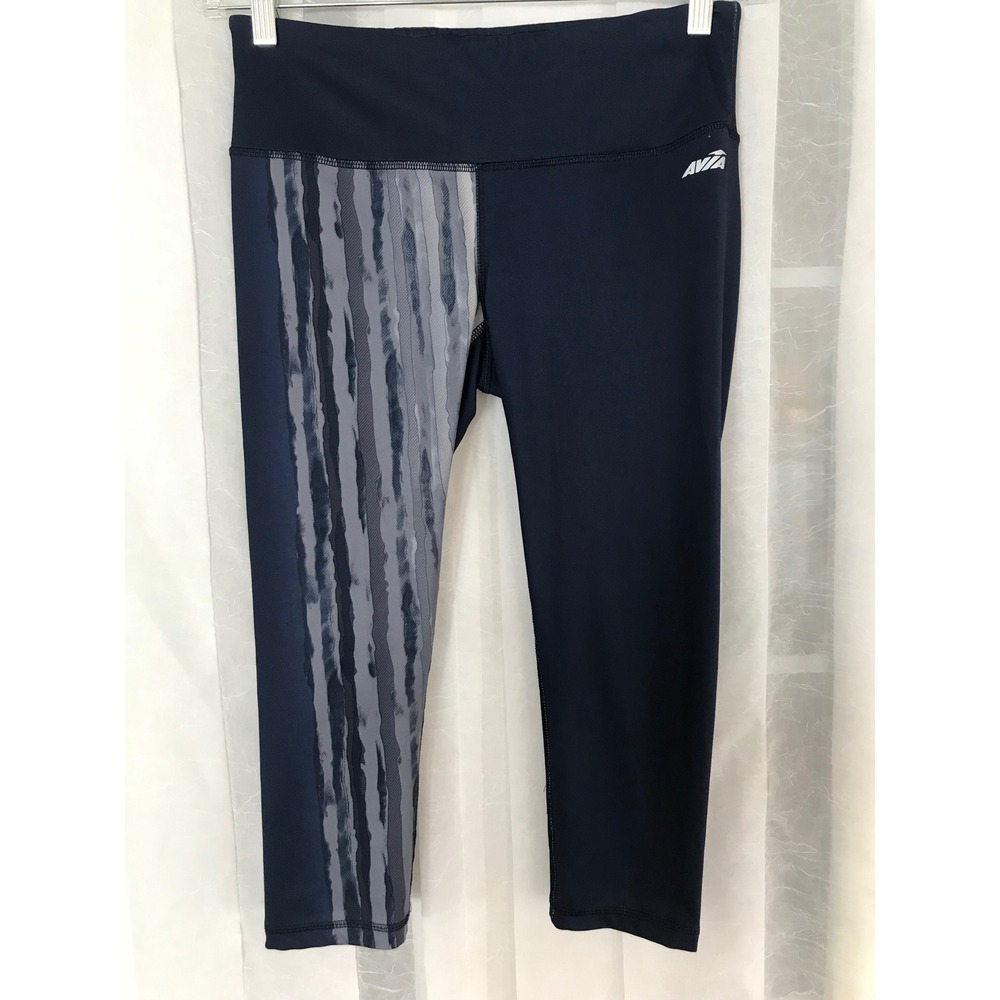 Avia Womens Navy Blue Graphic Brushstroke‎ Cropped Leggings AVL18200 Size L